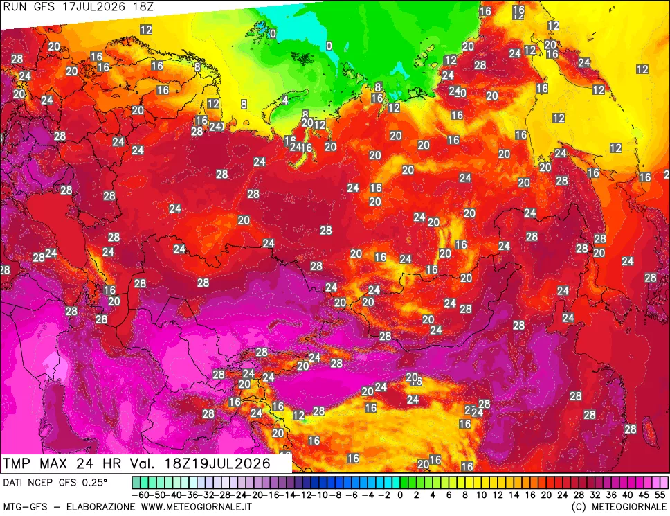 mappa Temperatura massima 24 ore