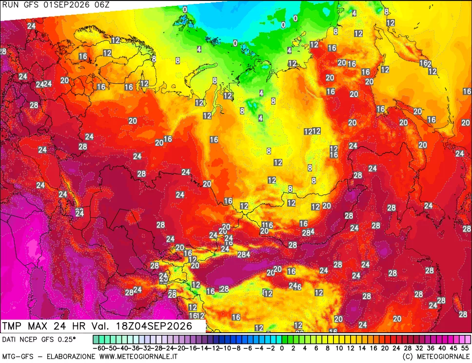 mappa Temperatura massima 24 ore