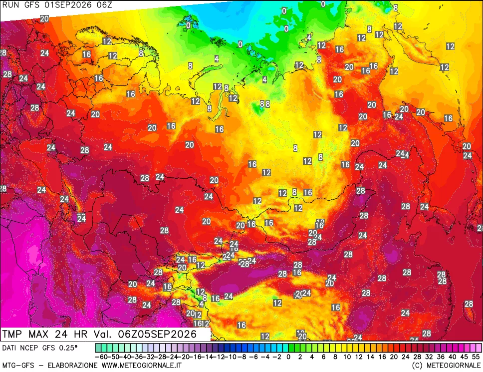 mappa Temperatura massima 24 ore