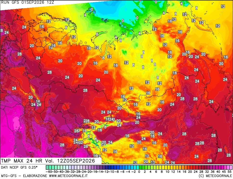 mappa Temperatura massima 24 ore