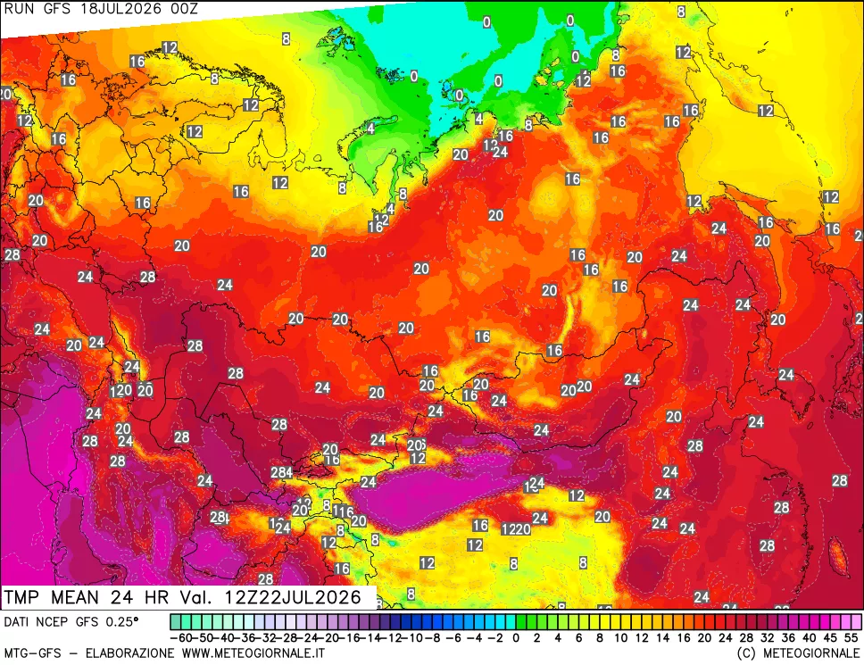 mappa Temperatura media 24 ore