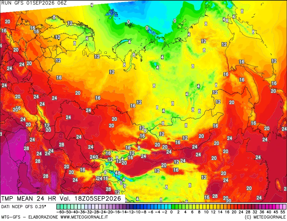mappa Temperatura media 24 ore