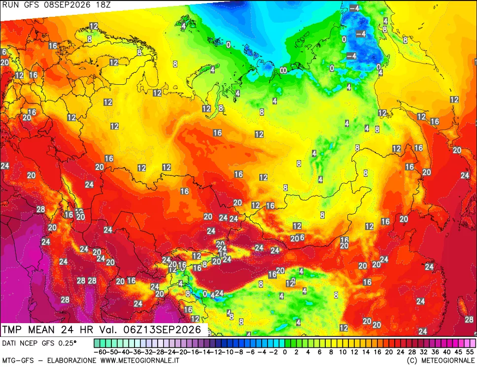 mappa Temperatura media 24 ore