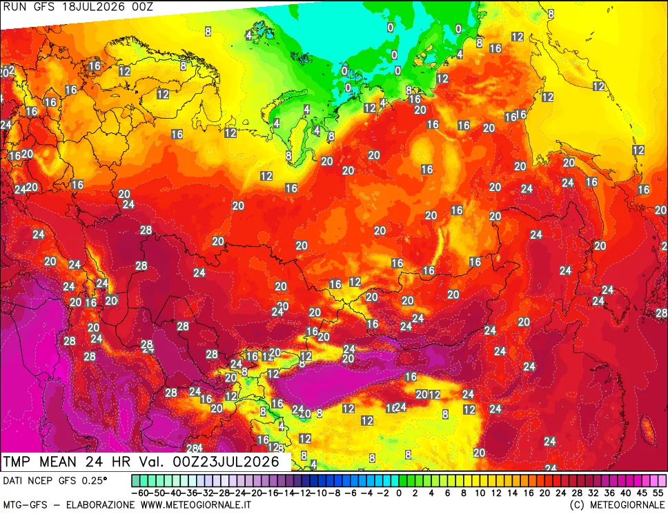 mappa Temperatura media 24 ore