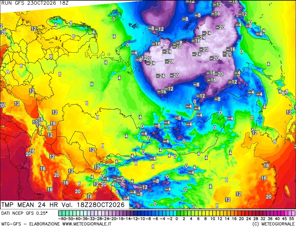mappa Temperatura media 24 ore