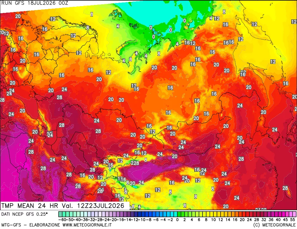 mappa Temperatura media 24 ore