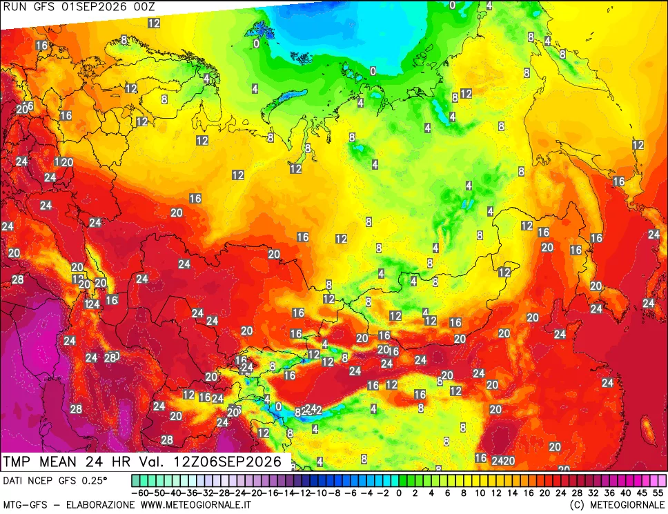 mappa Temperatura media 24 ore
