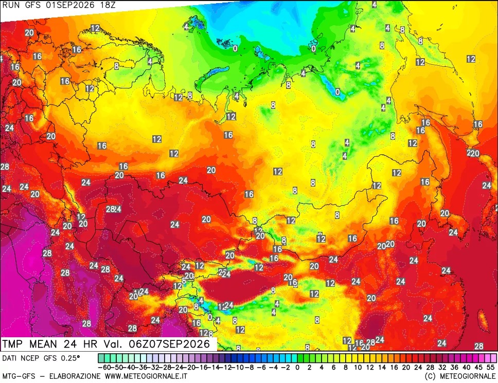 mappa Temperatura media 24 ore