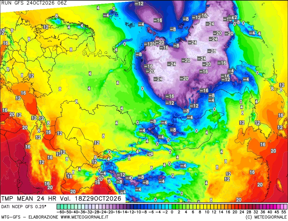 mappa Temperatura media 24 ore