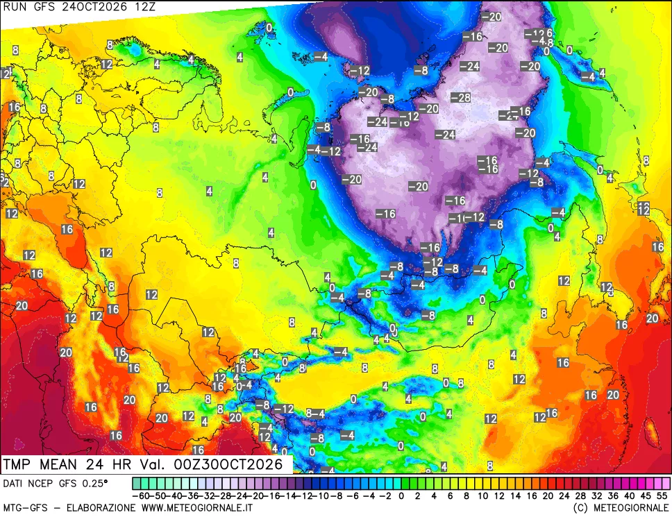 mappa Temperatura media 24 ore