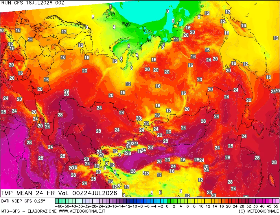 mappa Temperatura media 24 ore