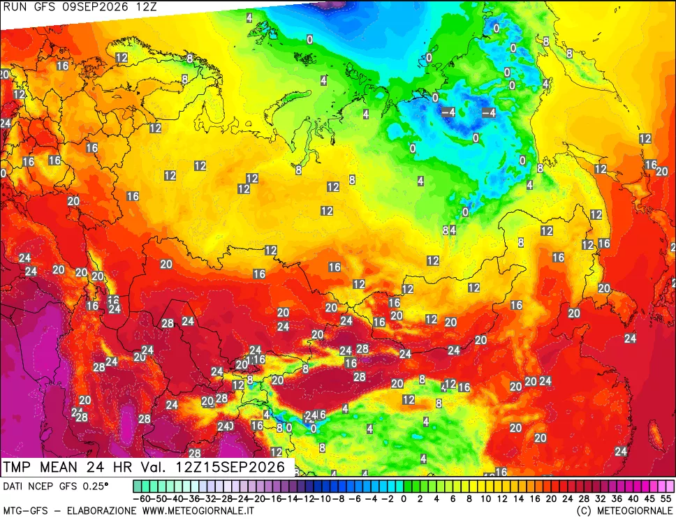 mappa Temperatura media 24 ore