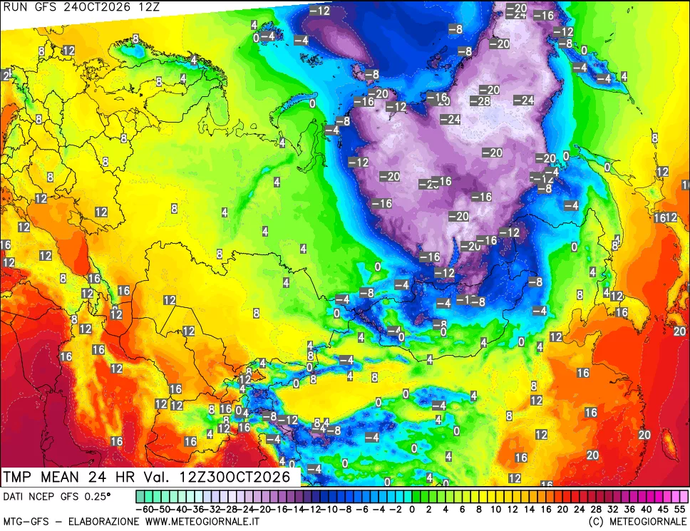 mappa Temperatura media 24 ore