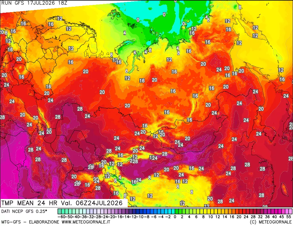 mappa Temperatura media 24 ore