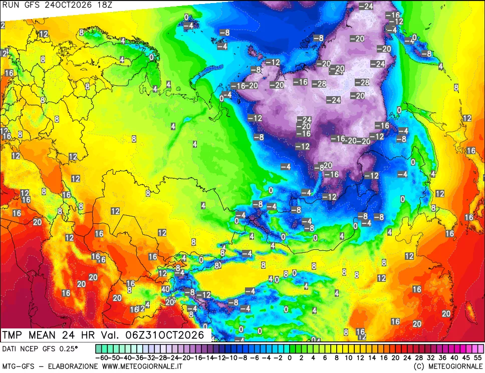 mappa Temperatura media 24 ore