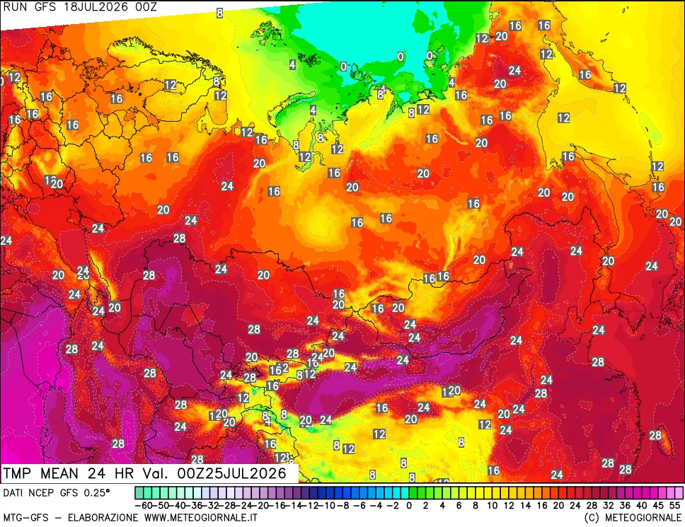 mappa Temperatura media 24 ore