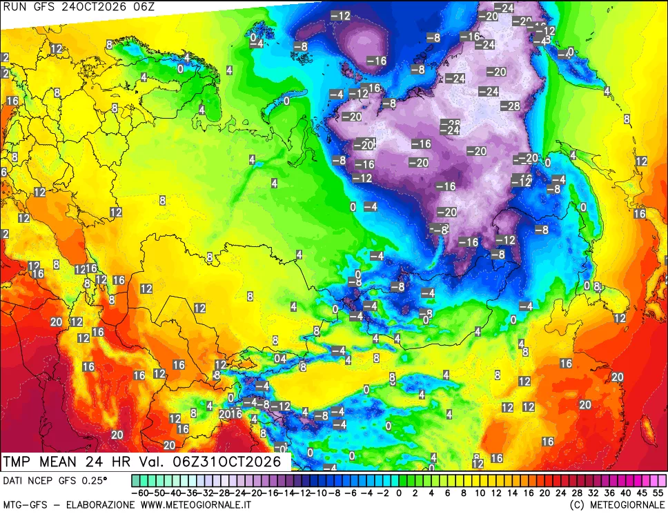 mappa Temperatura media 24 ore