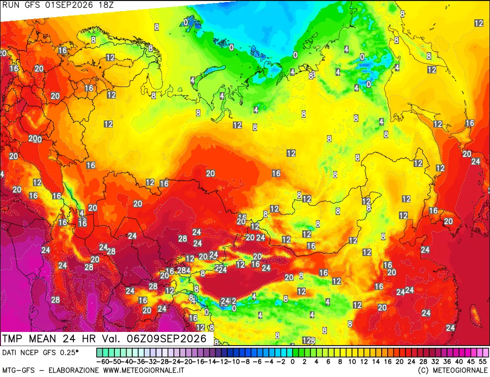 mappa Temperatura media 24 ore