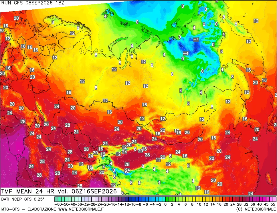 mappa Temperatura media 24 ore