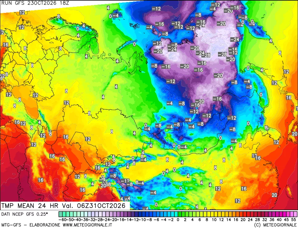 mappa Temperatura media 24 ore