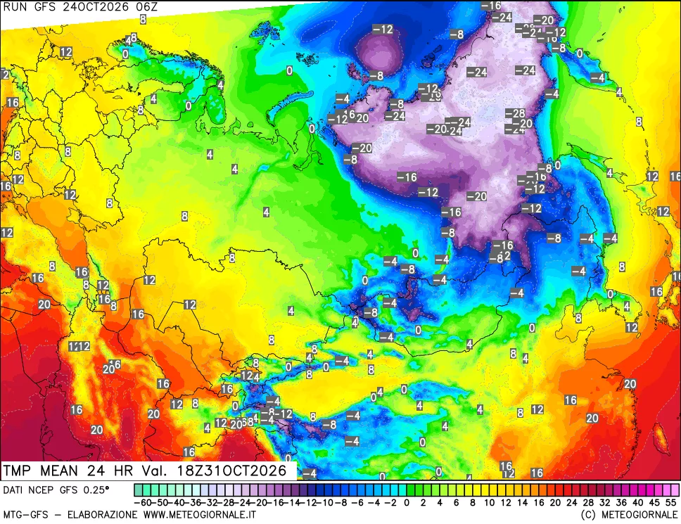 mappa Temperatura media 24 ore