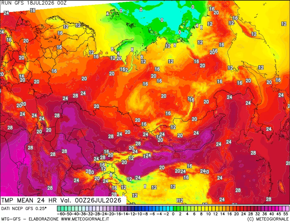 mappa Temperatura media 24 ore