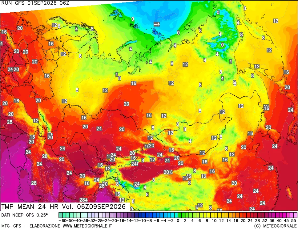 mappa Temperatura media 24 ore