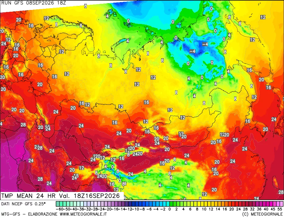 mappa Temperatura media 24 ore