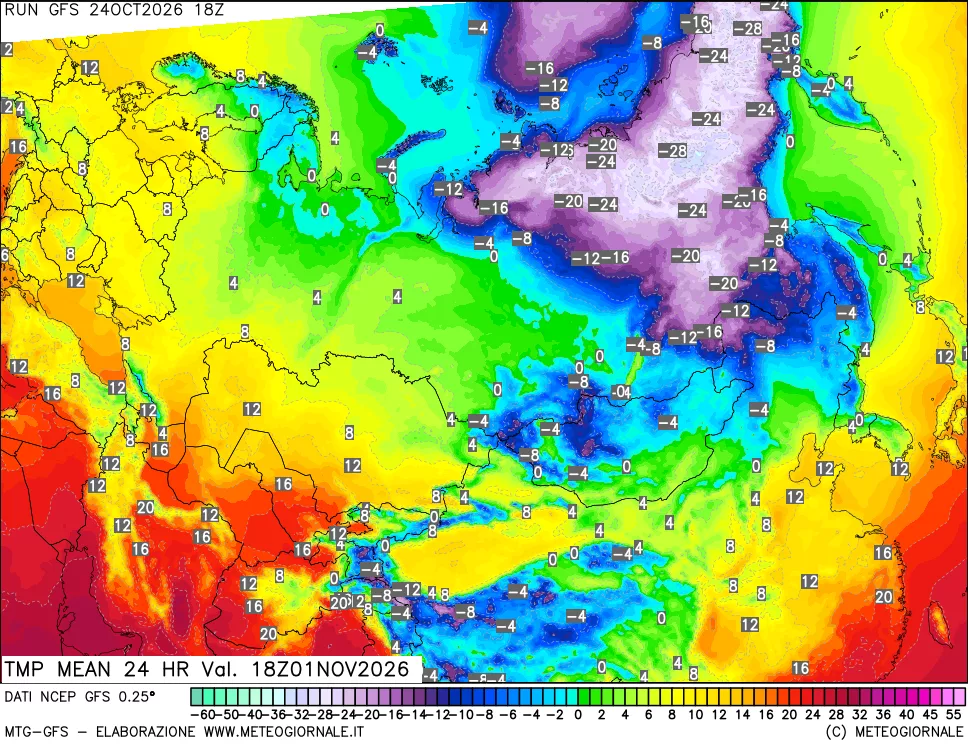 mappa Temperatura media 24 ore