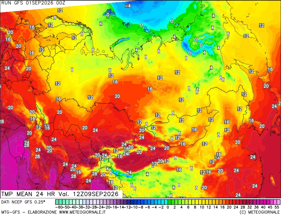 mappa Temperatura media 24 ore