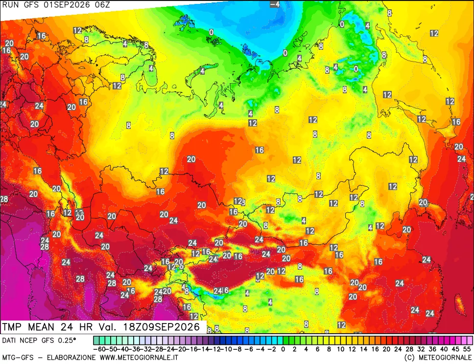 mappa Temperatura media 24 ore