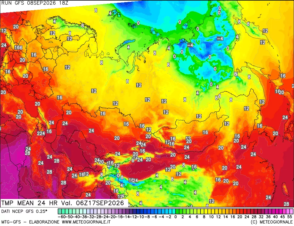 mappa Temperatura media 24 ore