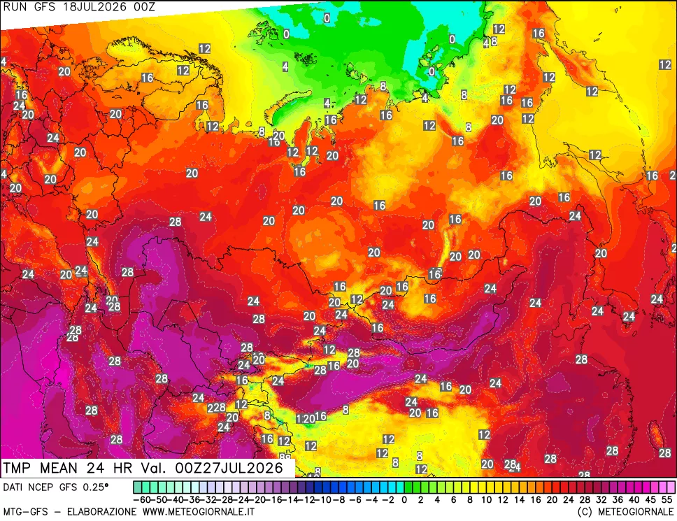 mappa Temperatura media 24 ore