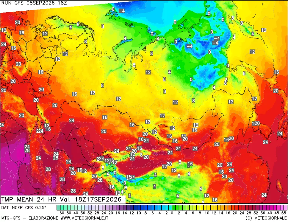 mappa Temperatura media 24 ore