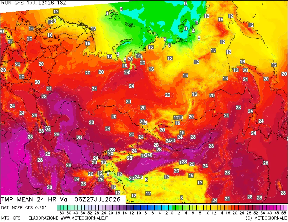 mappa Temperatura media 24 ore