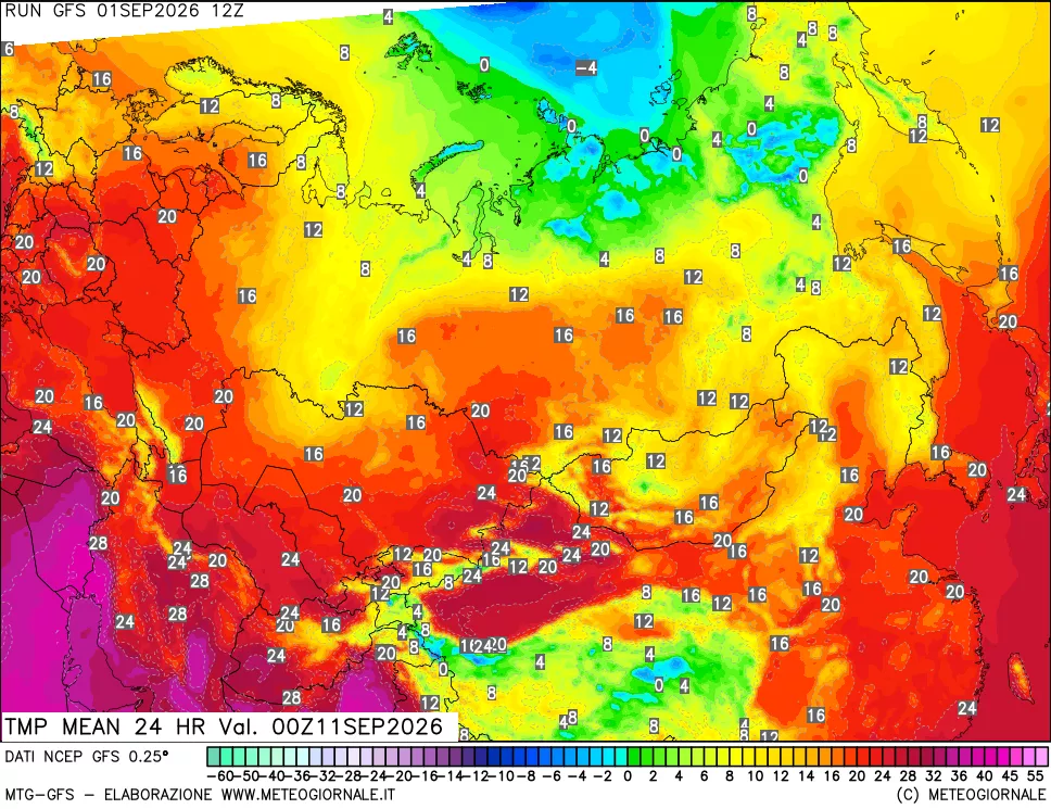 mappa Temperatura media 24 ore
