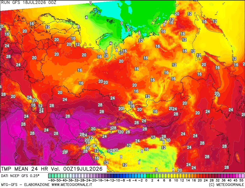 mappa Temperatura media 24 ore