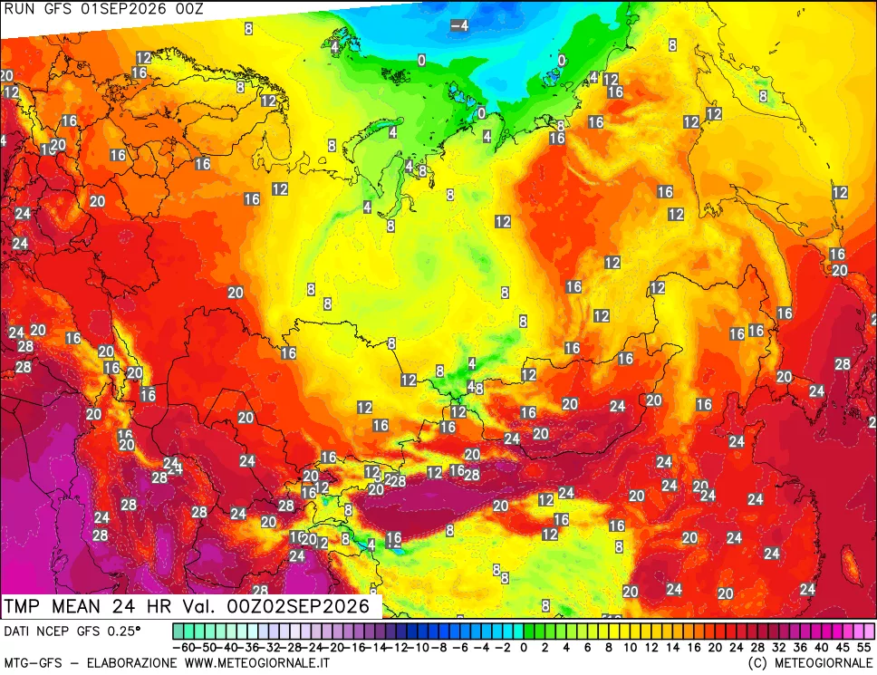 mappa Temperatura media 24 ore