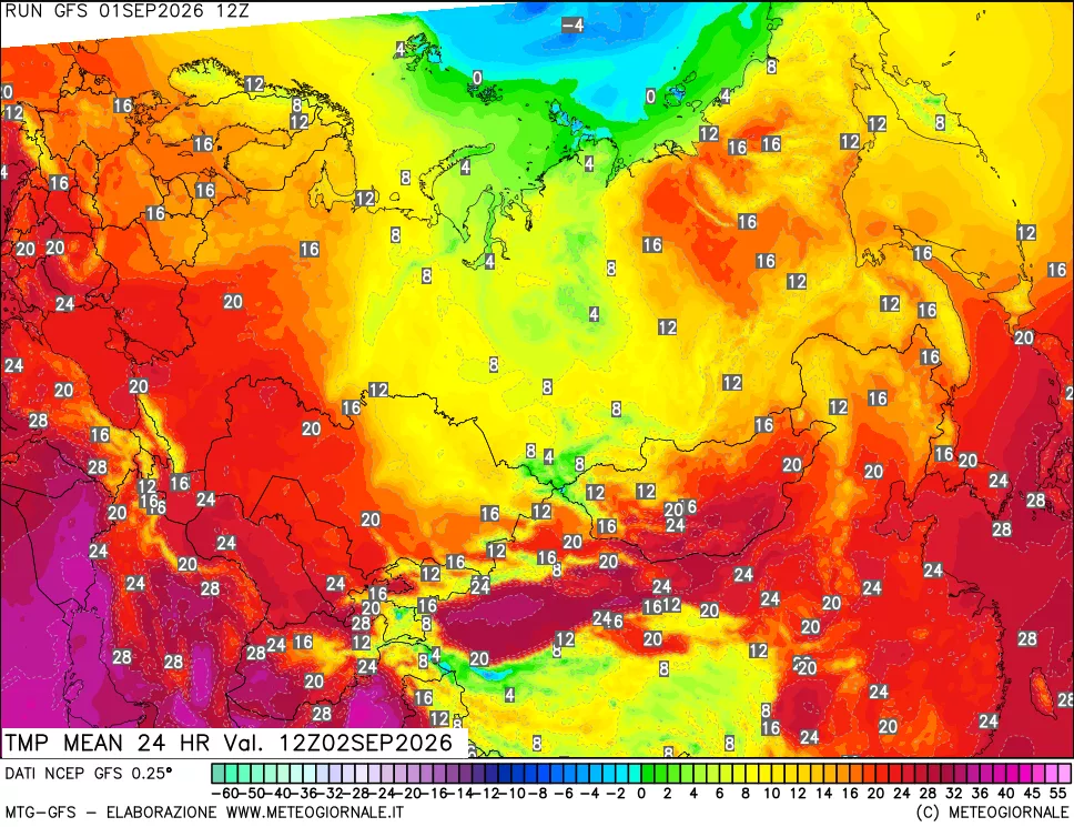 mappa Temperatura media 24 ore