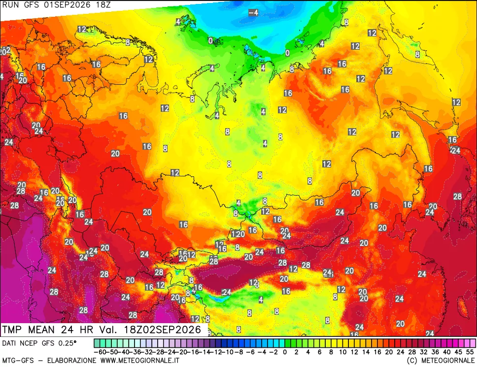 mappa Temperatura media 24 ore