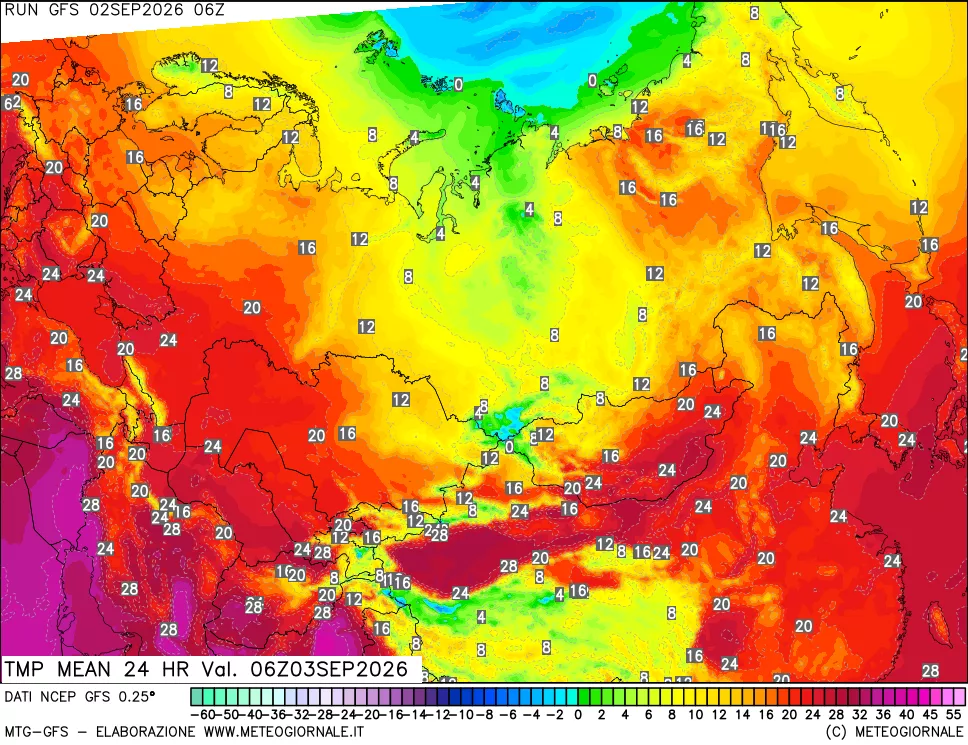 mappa Temperatura media 24 ore