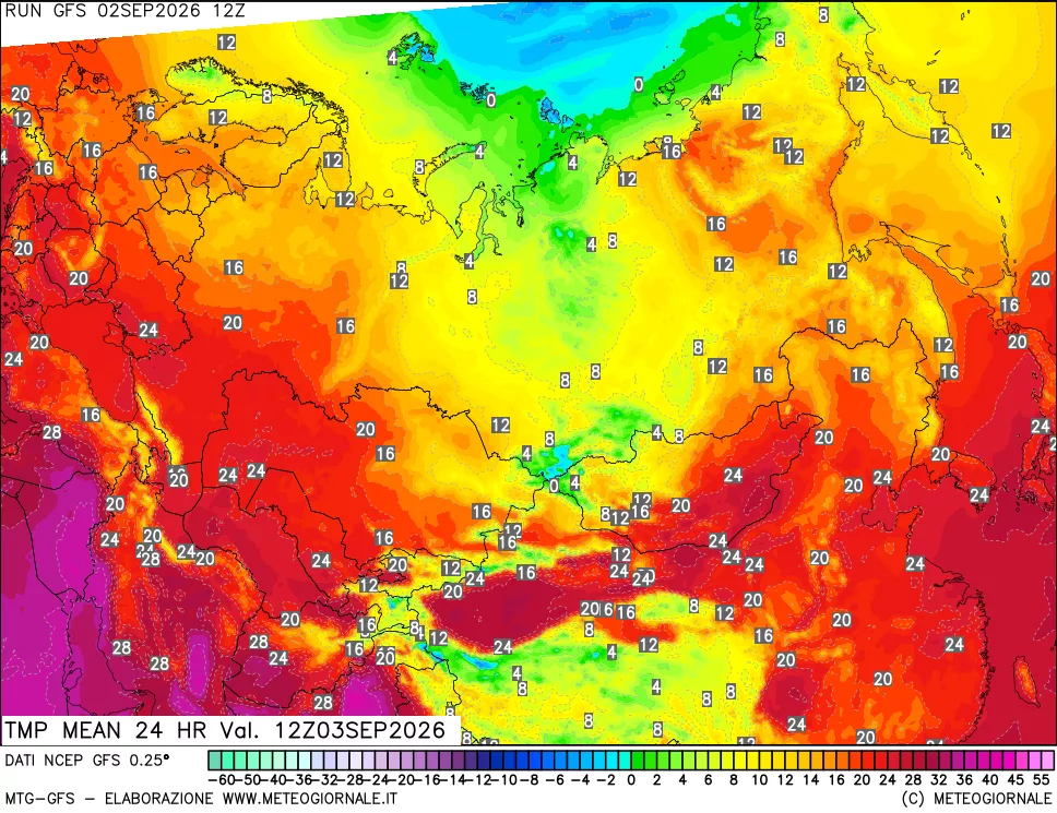 mappa Temperatura media 24 ore