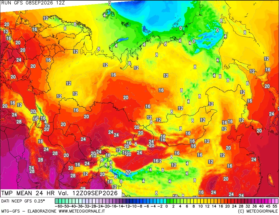 mappa Temperatura media 24 ore