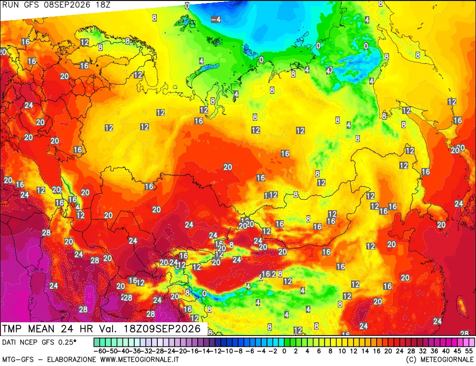 mappa Temperatura media 24 ore