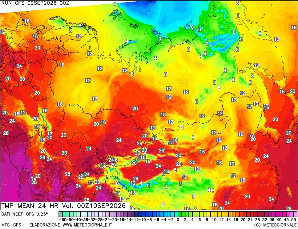 mappa Temperatura media 24 ore