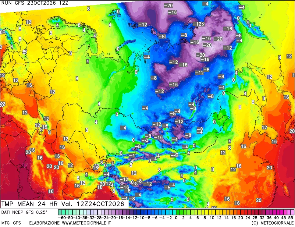 mappa Temperatura media 24 ore