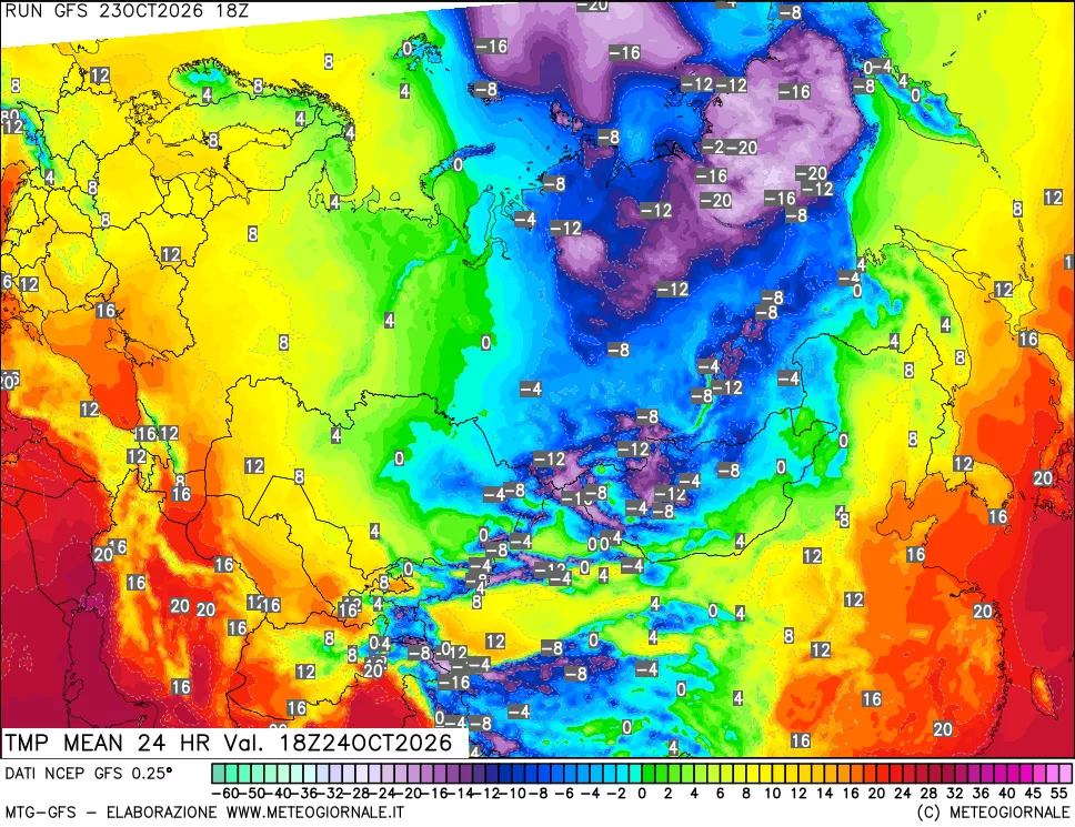 mappa Temperatura media 24 ore