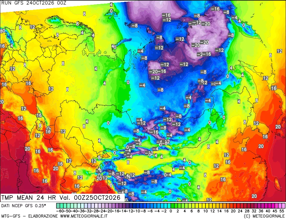 mappa Temperatura media 24 ore