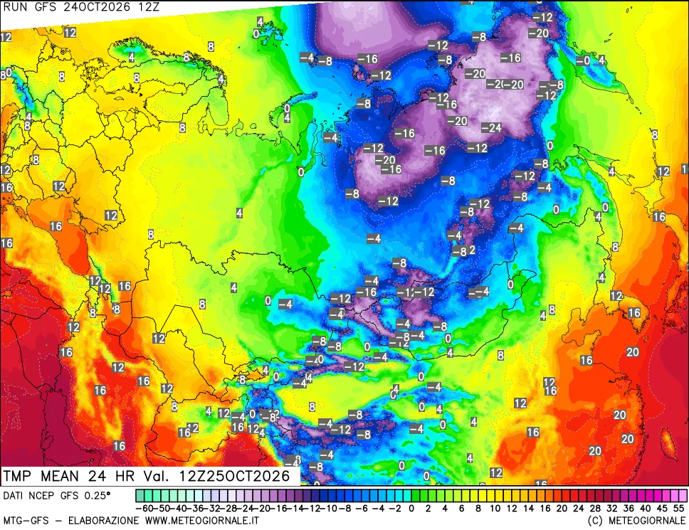 mappa Temperatura media 24 ore