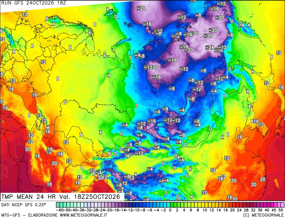 mappa Temperatura media 24 ore